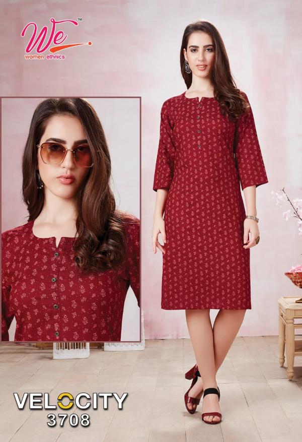 We Velocity Rayon Printed Reguler Wear Kurtis